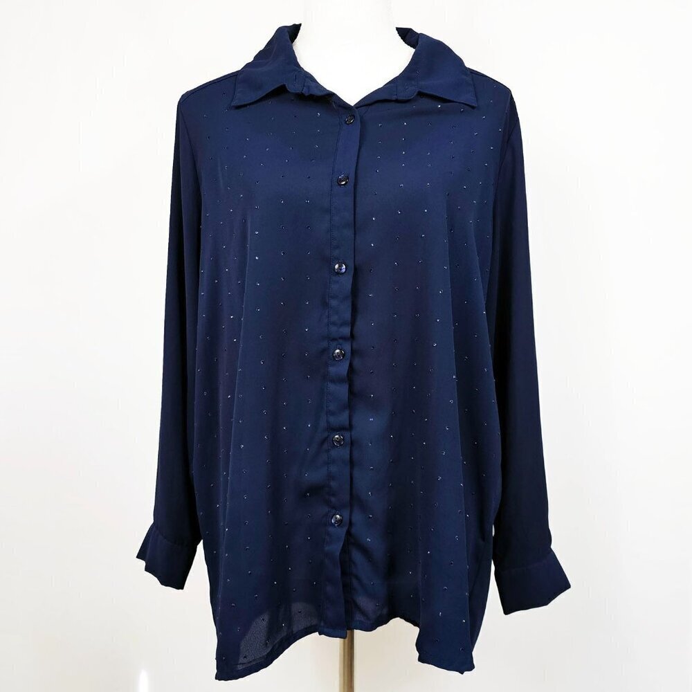 George Navy Blue Sheer Blouse